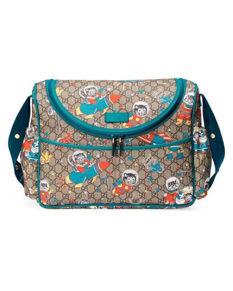 cats in space diaper bag gucci|Gucci Space Cats Birds GG Supreme Canvas Diaper Bag Baby .